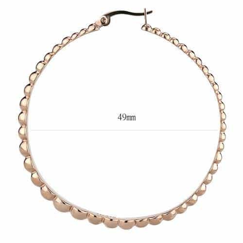 Stainless Steel Rose Gold IP Polished Bead Thin Hoop Earrings view 2