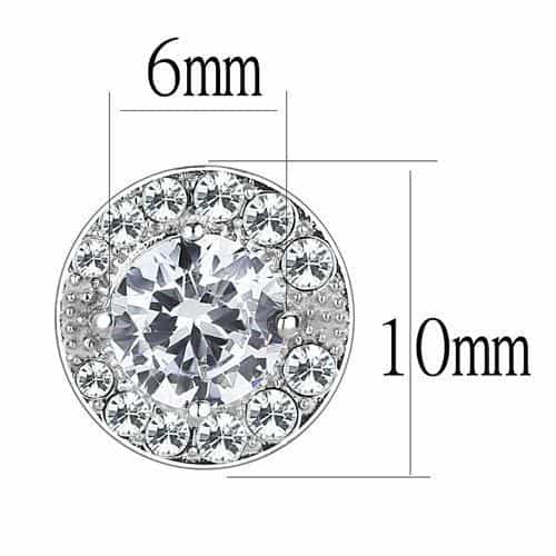 Stainless Steel CZ Round Halo Pave Stud Earrings view 2