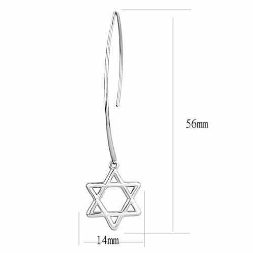 Stainless Steel Silver Star Of David Hexagram Threader Earrings view 2