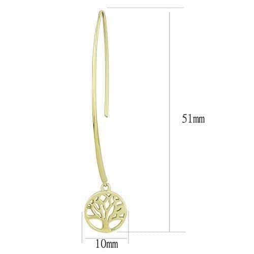 Stainless Steel Gold IP Tree Of Life Circle Threader Earrings view 2