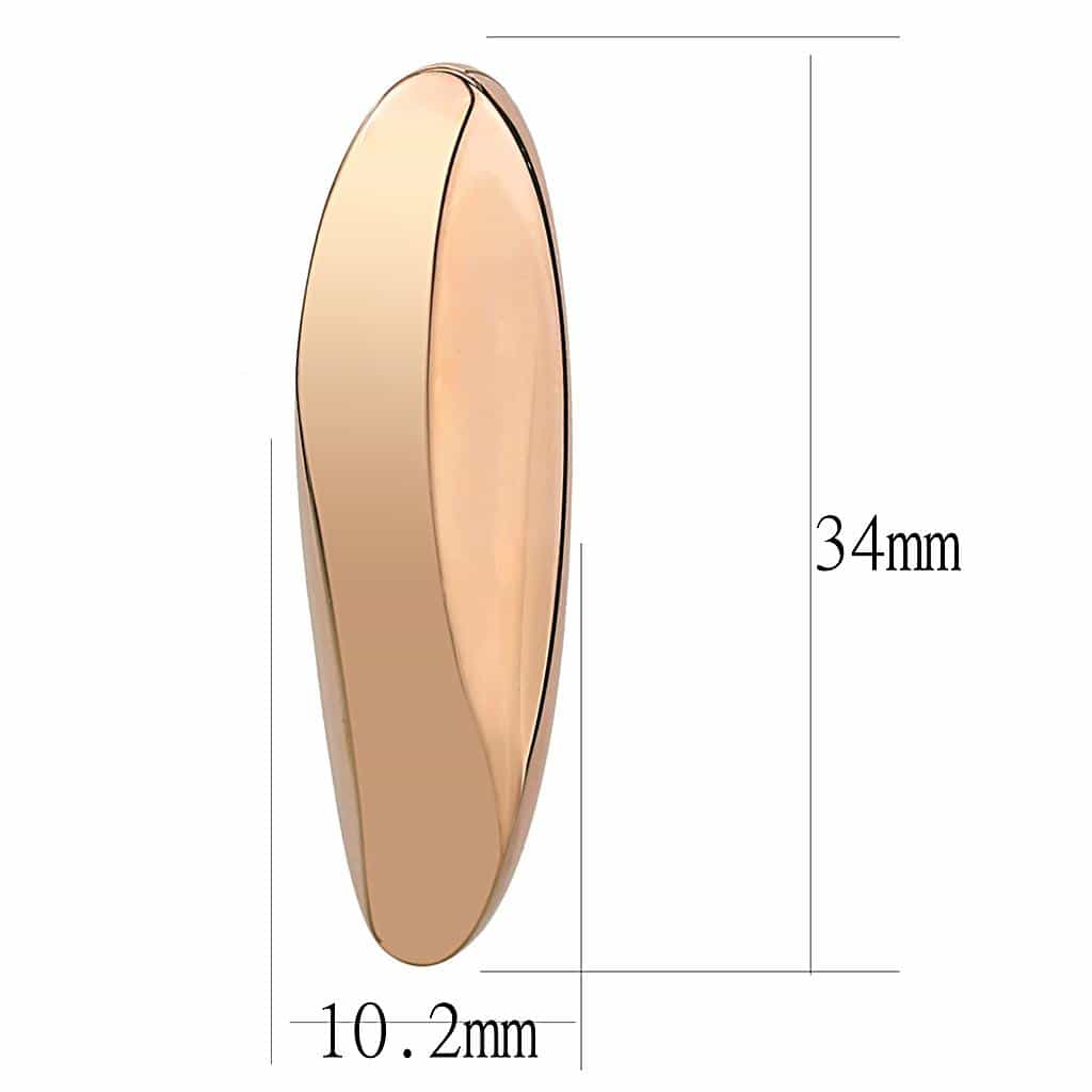 Stainless Steel Rose Gold IP Polished Elongated Oval Earrings view 2