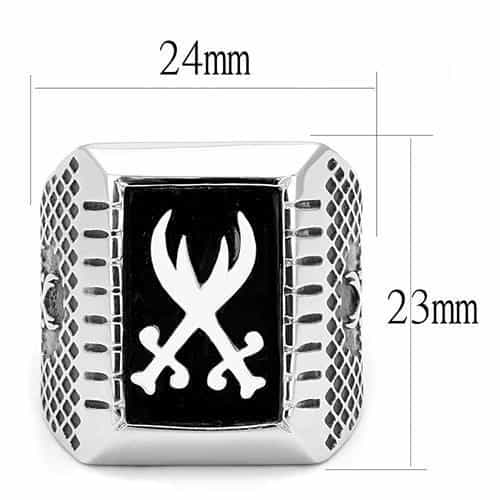 Stainless Steel Black Enamel Deer Antler Wrench Biker Mens Ring view 2