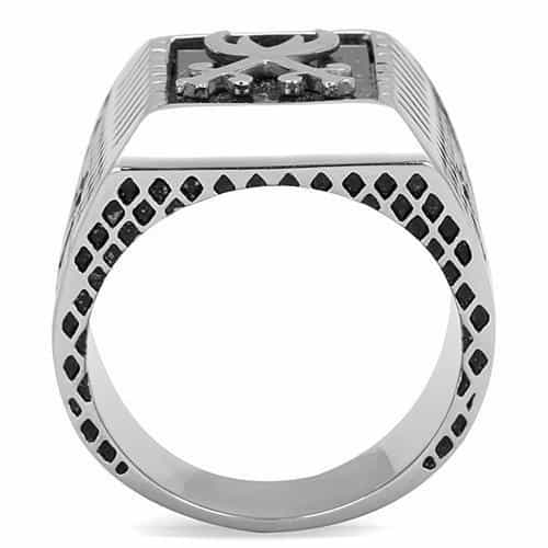 Stainless Steel Black Enamel Deer Antler Wrench Biker Mens Ring view 7