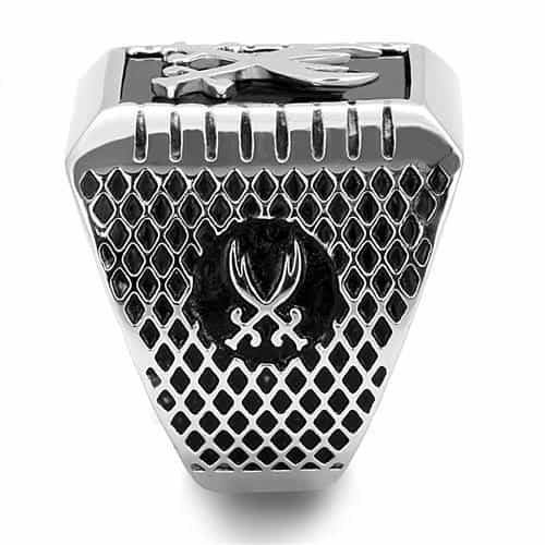 Stainless Steel Black Enamel Deer Antler Wrench Biker Mens Ring view 8