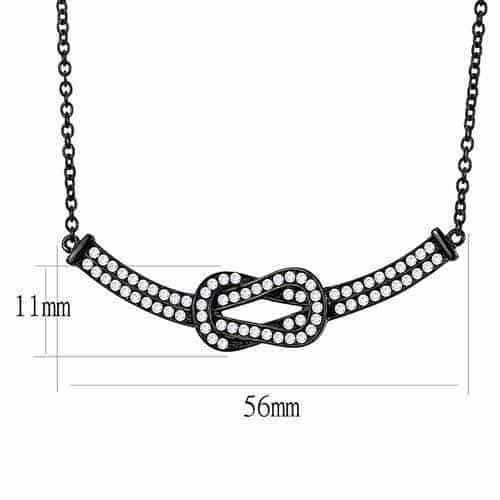 Stainless Steel Black IP CZ Pave Infinity Knot Chain Pendant view 2