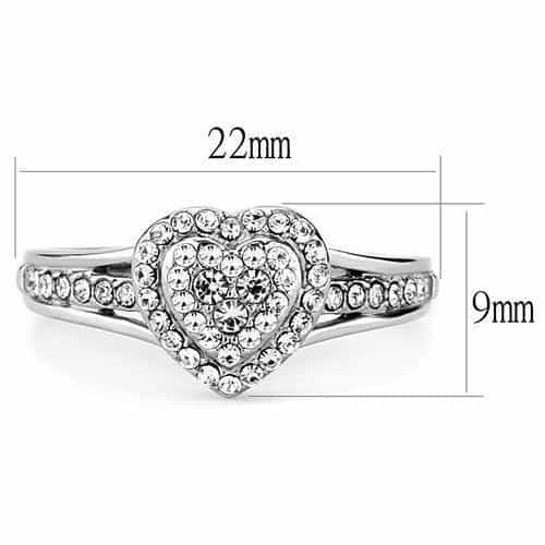 Stainless Steel CZ Pave Heart Halo Cocktail Ring view 2