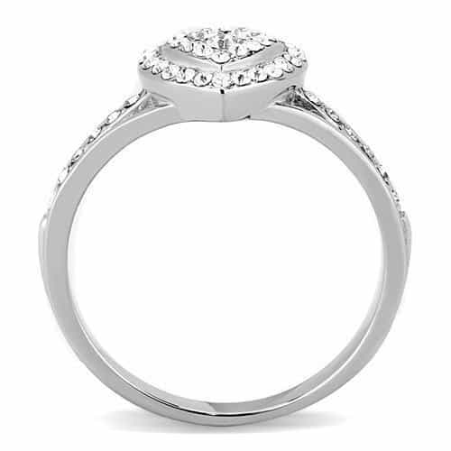 Stainless Steel CZ Pave Heart Halo Cocktail Ring view 3