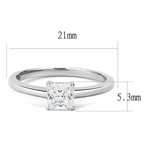Stainless Steel CZ Princess Square Solitaire Ring view 2