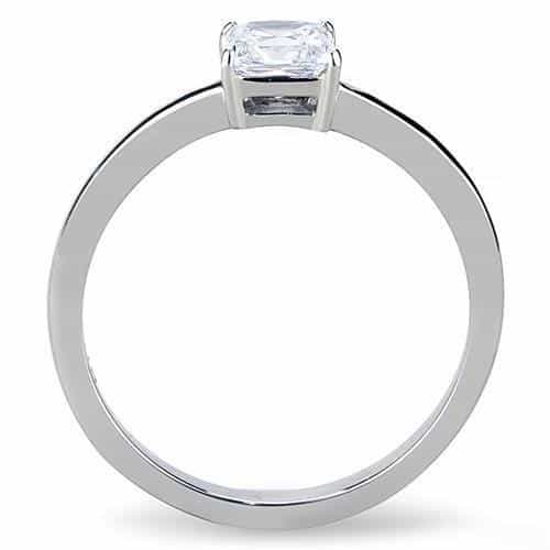 Stainless Steel CZ Princess Square Solitaire Ring view 3