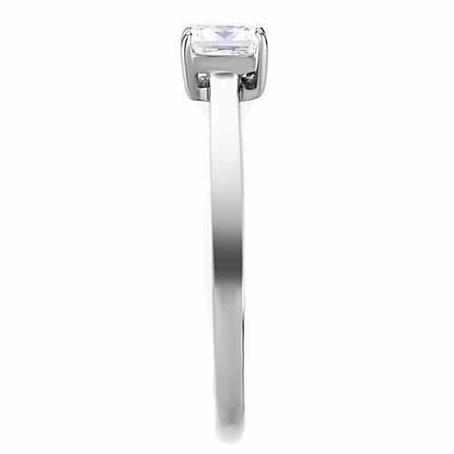 Stainless Steel CZ Princess Square Solitaire Ring view 4