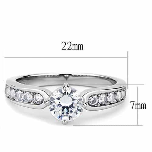 Stainless Steel CZ Round Pave Cathedral Solitaire Ring TK3256 view 6