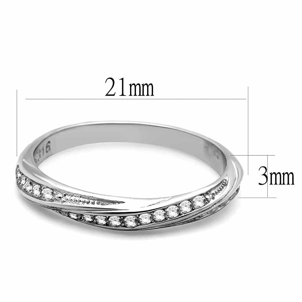 Stainless Steel CZ Pave Channel Thin Half Eternity Band Ring view 2