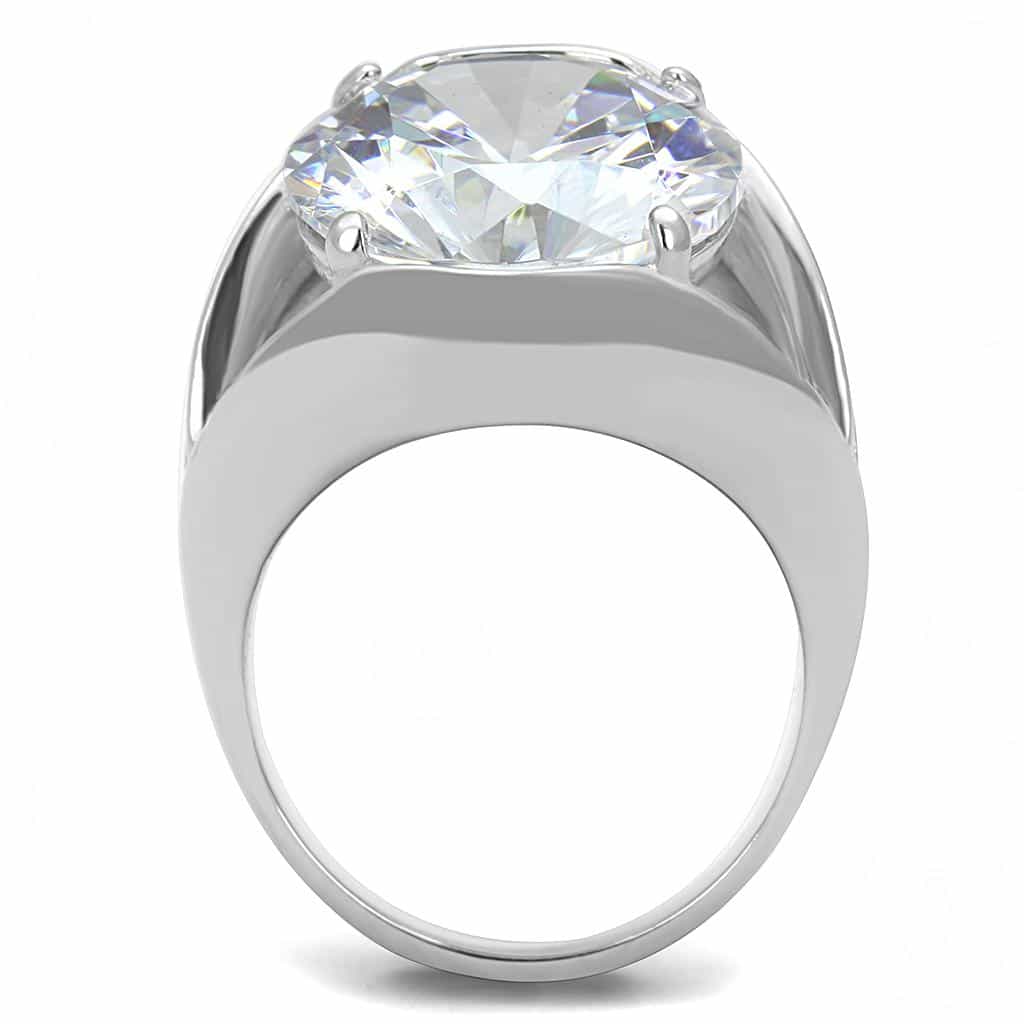 Stainless Steel CZ Round Pave Multi Row Spiral Wide Cocktail Ring view 3