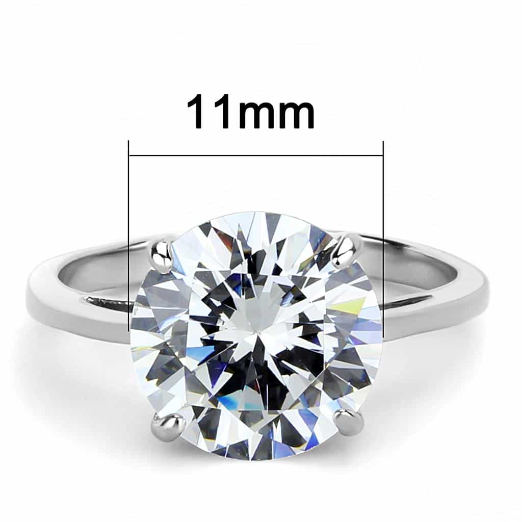 Stainless Steel CZ Large Round Solitaire Cathedral Ring view 6