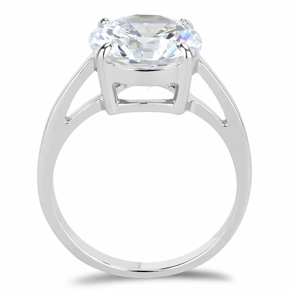 Stainless Steel CZ Large Round Solitaire Cathedral Ring view 3