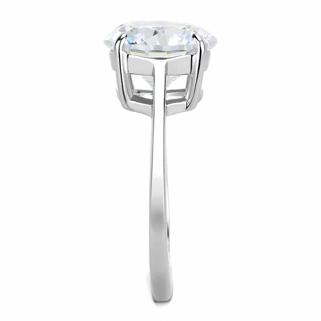 Stainless Steel CZ Large Round Solitaire Cathedral Ring view 8