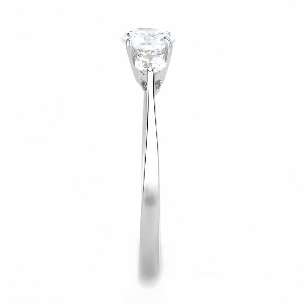 Stainless Steel CZ Round Three Stone Classic Band Ring view 4