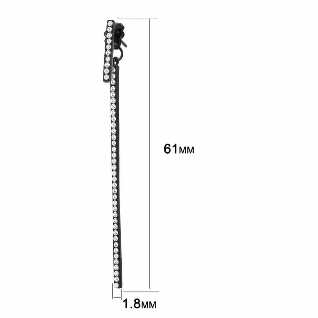 Stainless Steel Black IP CZ Pave Linear Bar Chain Threader Ring view 2