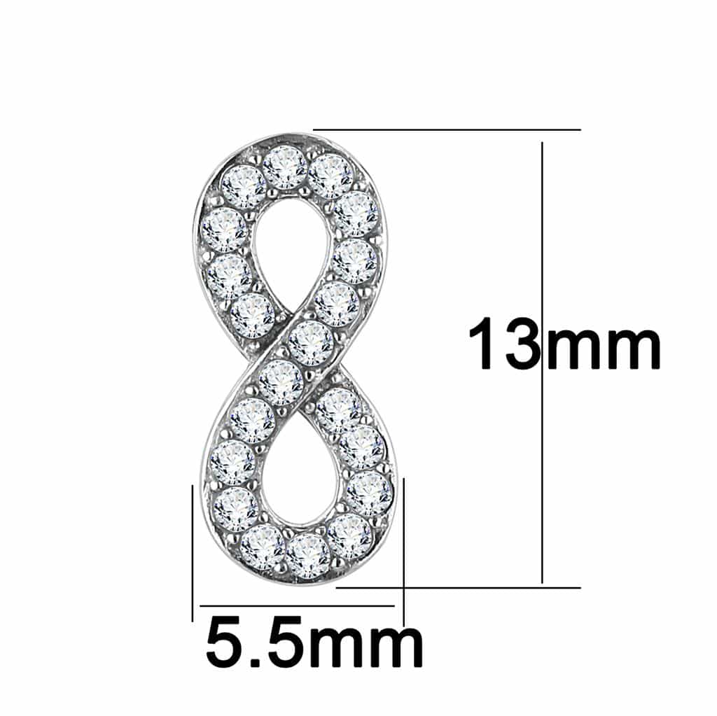 Stainless Steel CZ Pave Infinity Figure Eight Stud Earrings view 2
