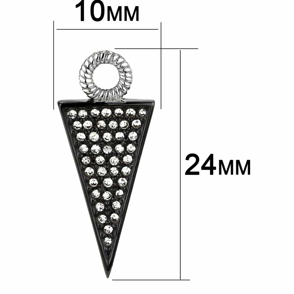 Stainless Steel Silver CZ Pave Triangle Rope Ring Drop Earrings view 2