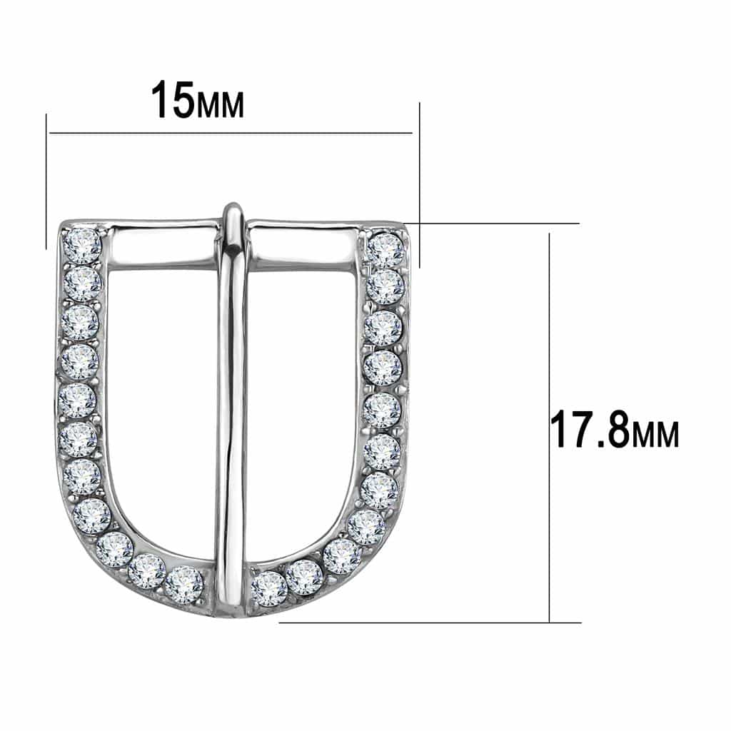 Stainless Steel Silver CZ Pave U Shape Huggie Hoop Earrings view 2