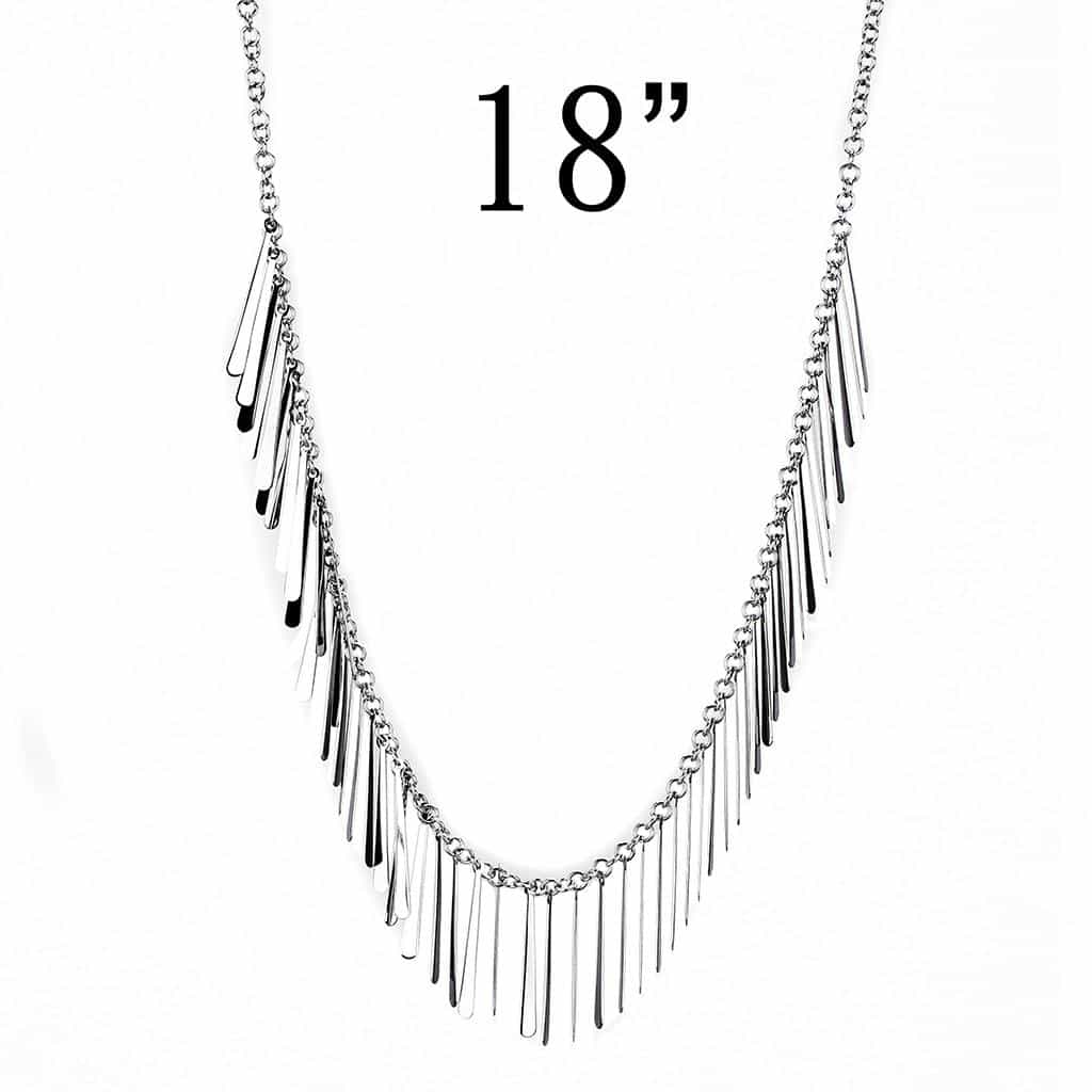 Stainless Steel Silver Polished Bar Fringe Toggle Chain Necklace view 2