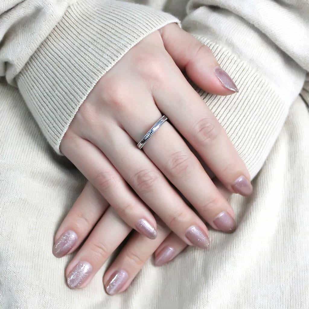 Stainless Steel Silver Polished Milgrain Bead Edge Thin Band Ring view 5