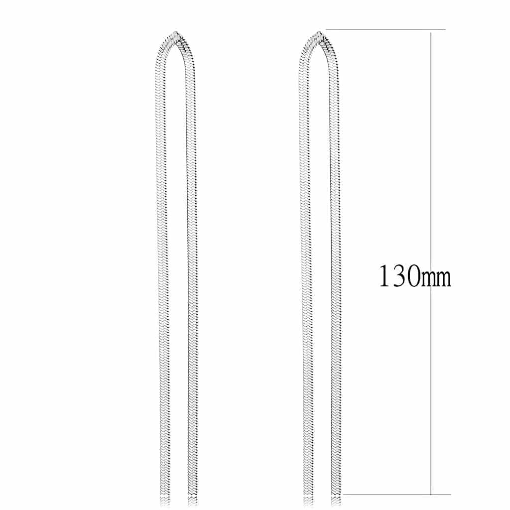 Stainless Steel Silver Polished Chain Threader Earrings view 2