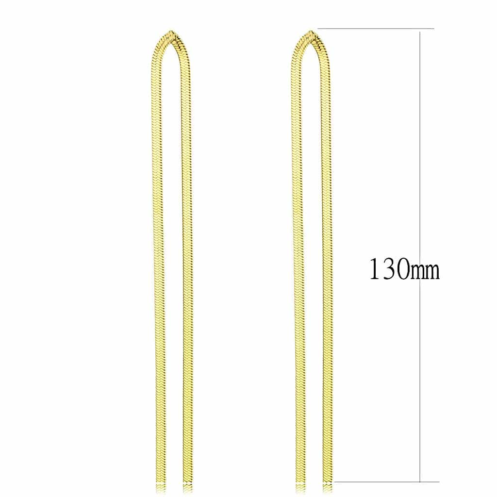 Stainless Steel Gold IP Polished Chain Threader Earrings view 2