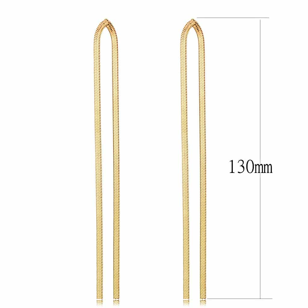 Stainless Steel Gold IP Polished Double Chain Threader Earrings view 2