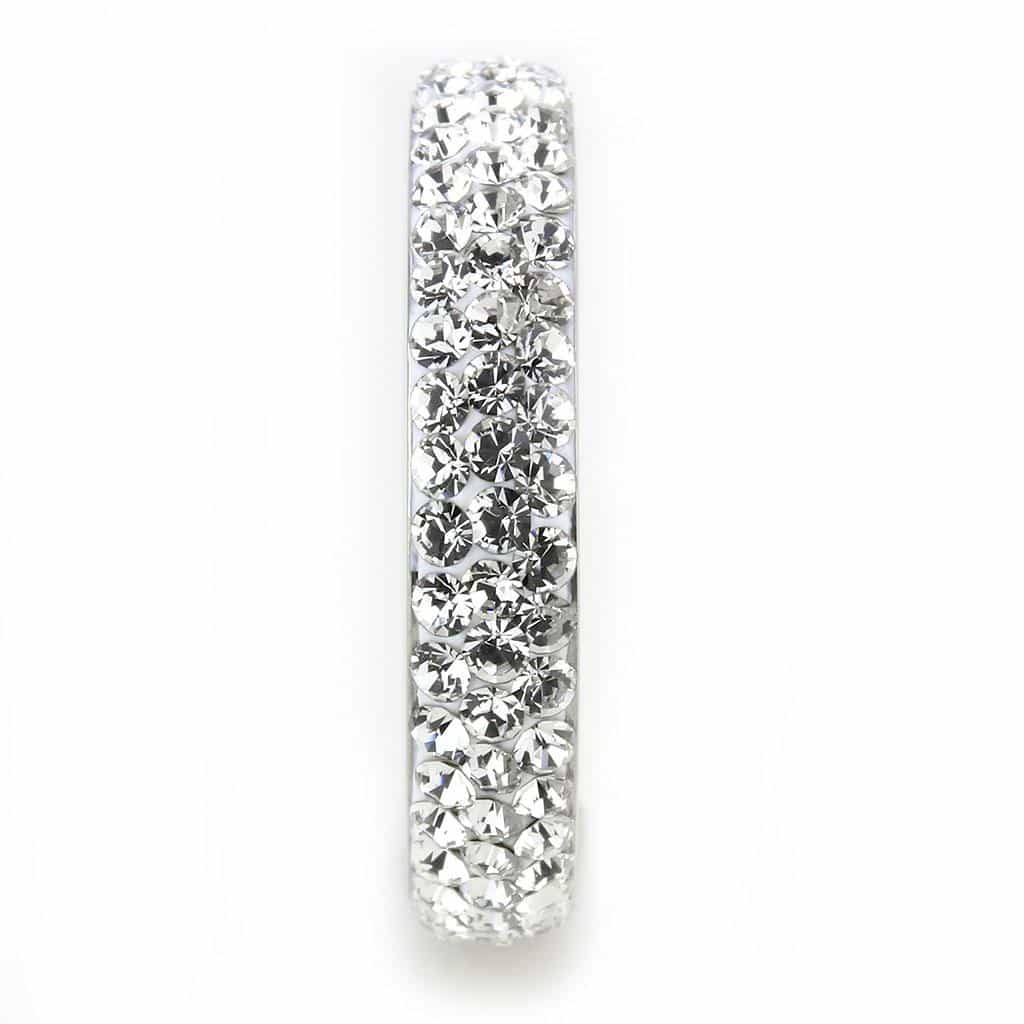 Stainless Steel Silver White Crystal Pave Dome Eternity Band Ring view 4