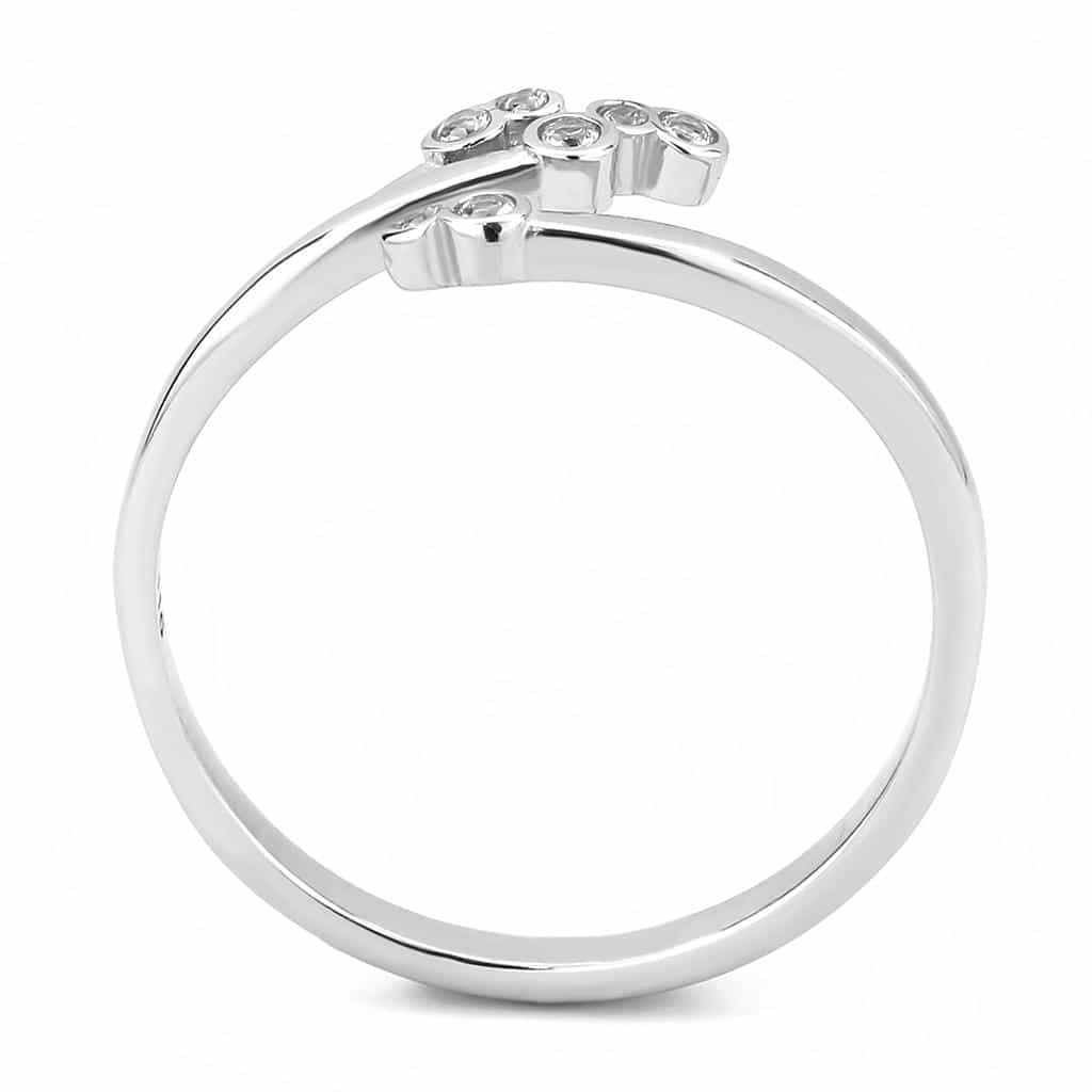 Stainless Steel Silver CZ Round Graduated Bezel Thin Stack Ring view 8