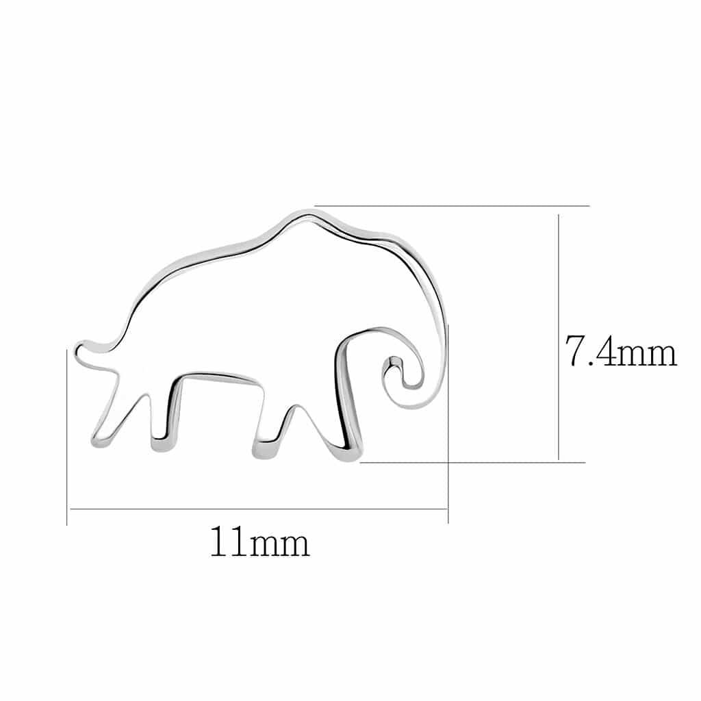 Stainless Steel Silver Polished Elephant Silhouette Stud Earrings view 2