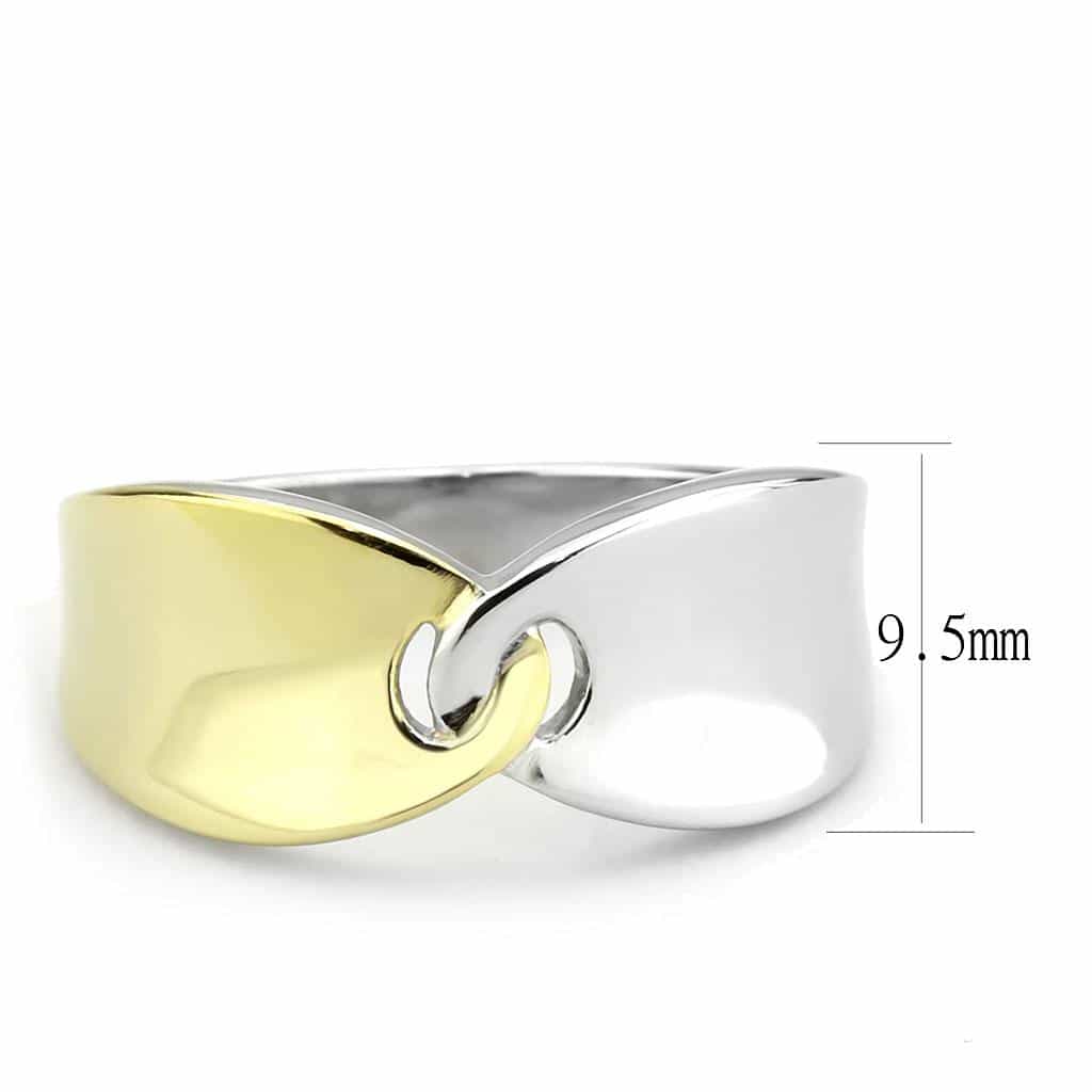 Stainless Steel Two-Tone Gold Silver Polished Interlocking Ring view 2
