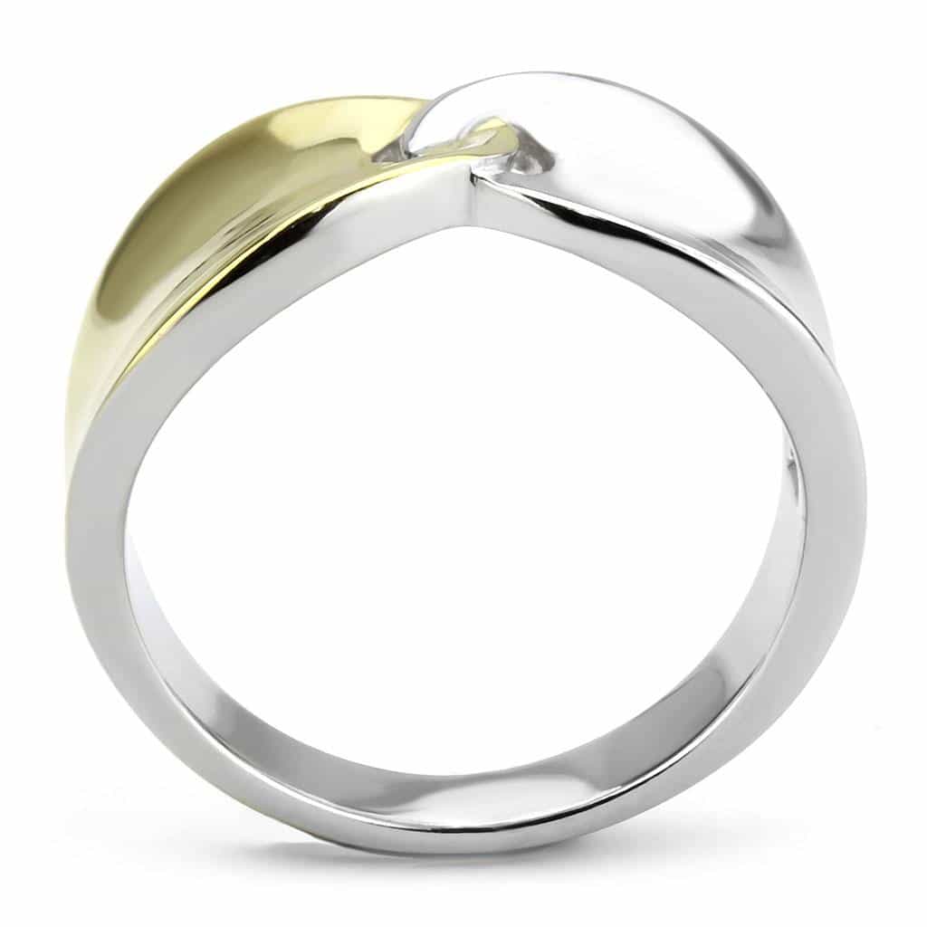 Stainless Steel Two-Tone Gold Silver Polished Interlocking Ring view 8