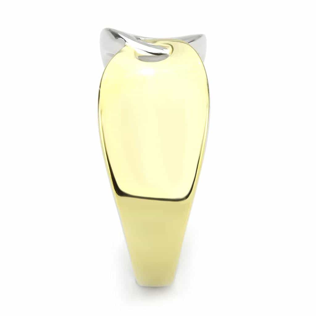 Stainless Steel Two-Tone Gold Silver Polished Interlocking Ring view 9