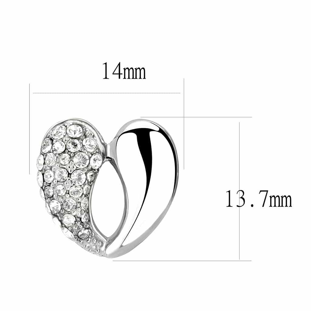 Stainless Steel Silver CZ Pave Heart Huggie Hoop Earrings view 2