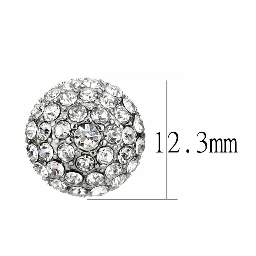 Stainless Steel CZ Pave Disc Round Stud Ring view 2