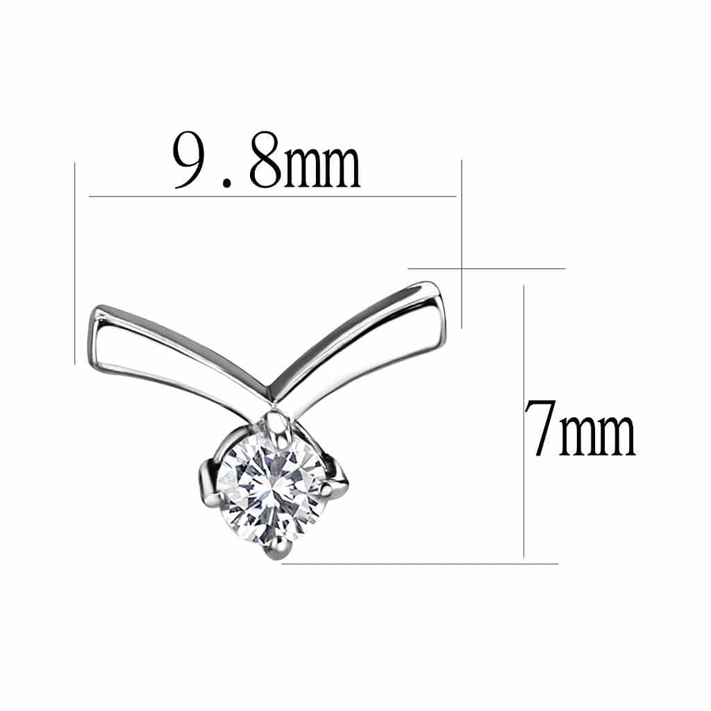 Stainless Steel Silver CZ Round Ribbon Bow Drop Stud Earrings view 2