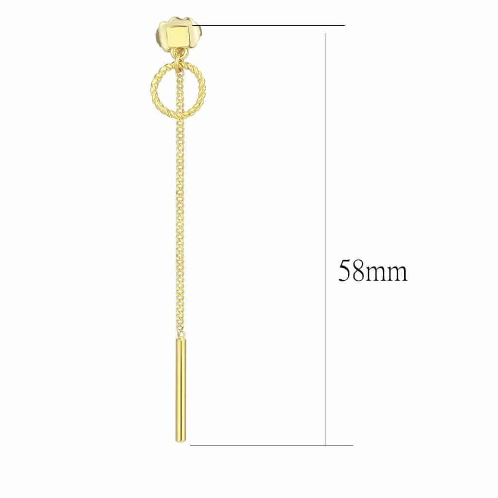 Stainless Steel Gold IP Bar Chain Threader Drop Earrings view 2