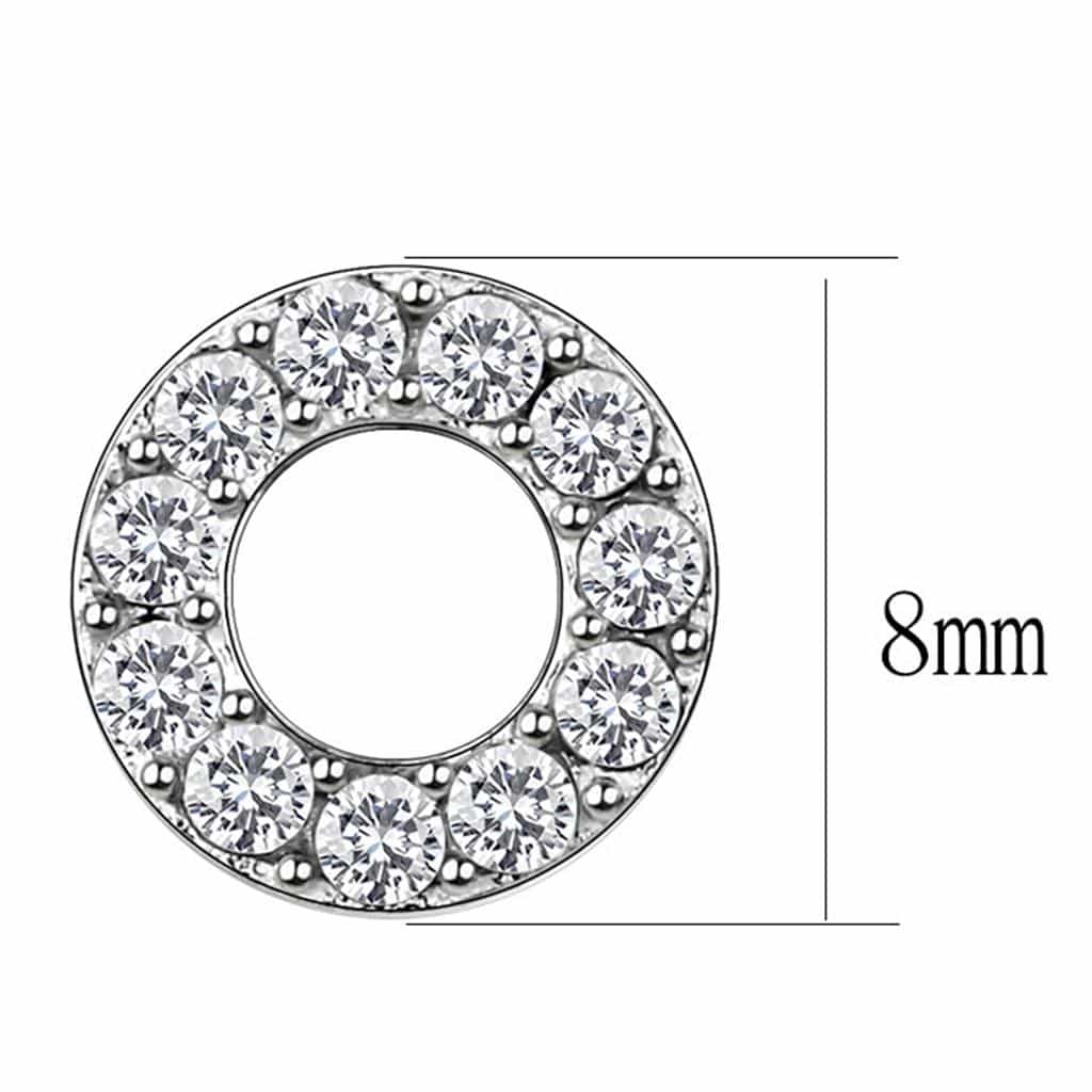 Stainless Steel Silver CZ Round Open Circle Halo Stud Earrings view 3
