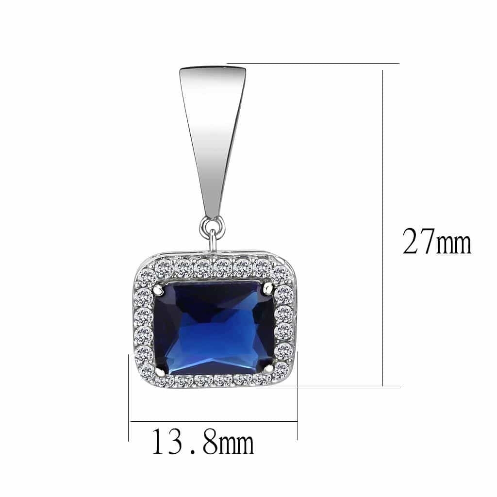 Stainless Steel London Blue CZ Square Halo Pendant Earrings view 3
