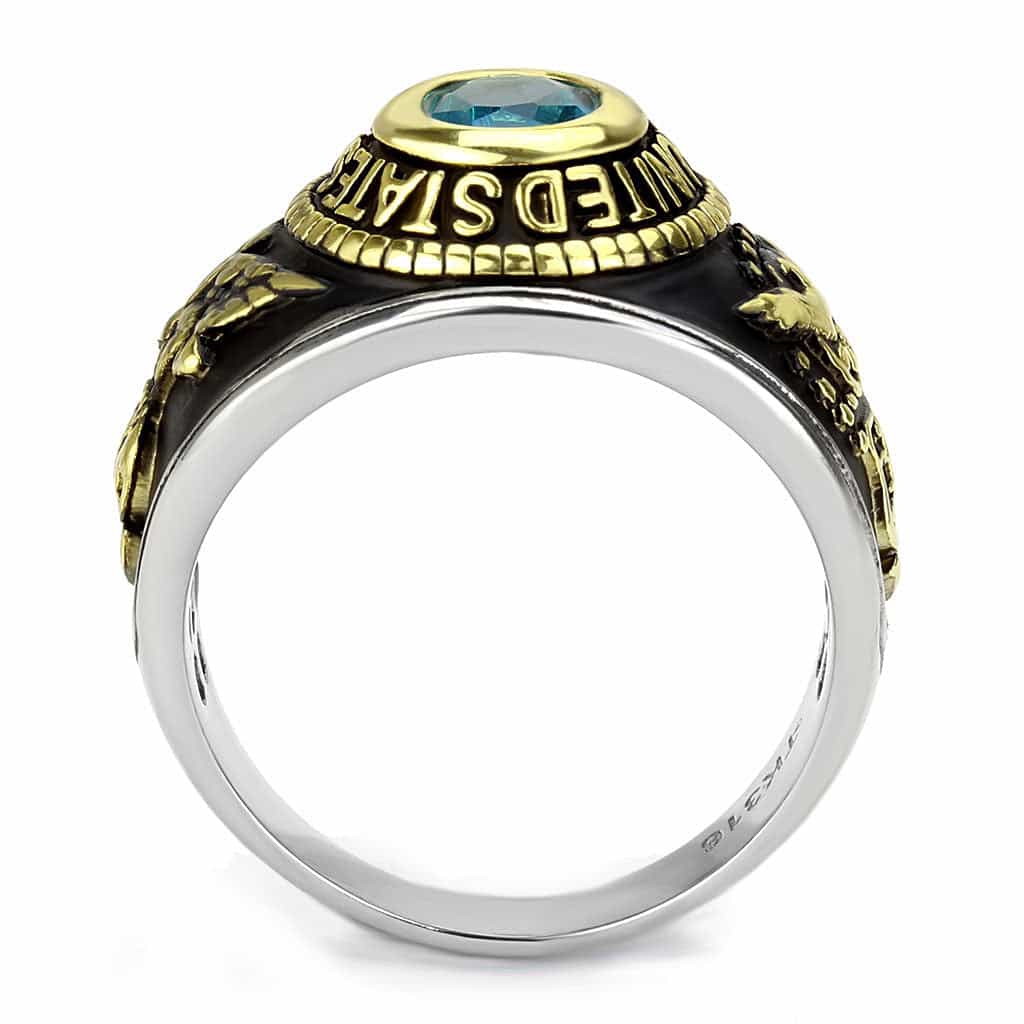 Stainless Steel US Air Force Blue Stone Military Mens Signet Ring view 11