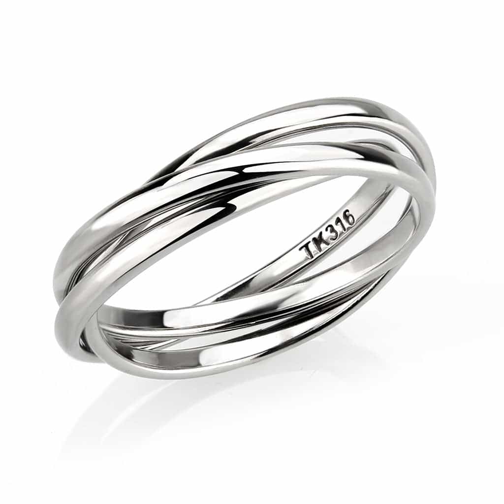 Stainless Steel Silver Polished Triple Interlocking Rolling Band view 1