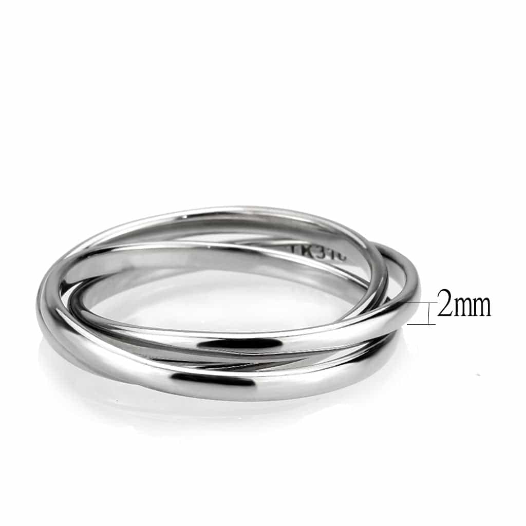 Stainless Steel Silver Polished Triple Interlocking Rolling Band view 2
