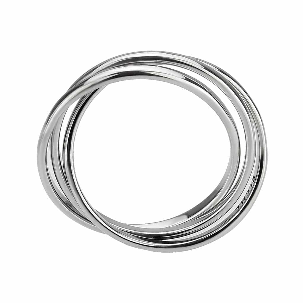 Stainless Steel Silver Polished Triple Interlocking Rolling Band view 3