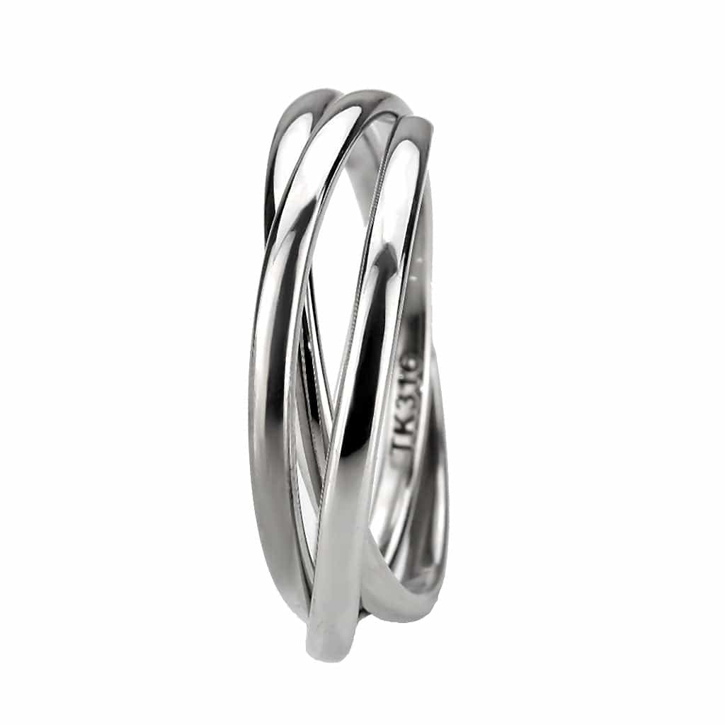 Stainless Steel Silver Polished Triple Interlocking Rolling Band view 9