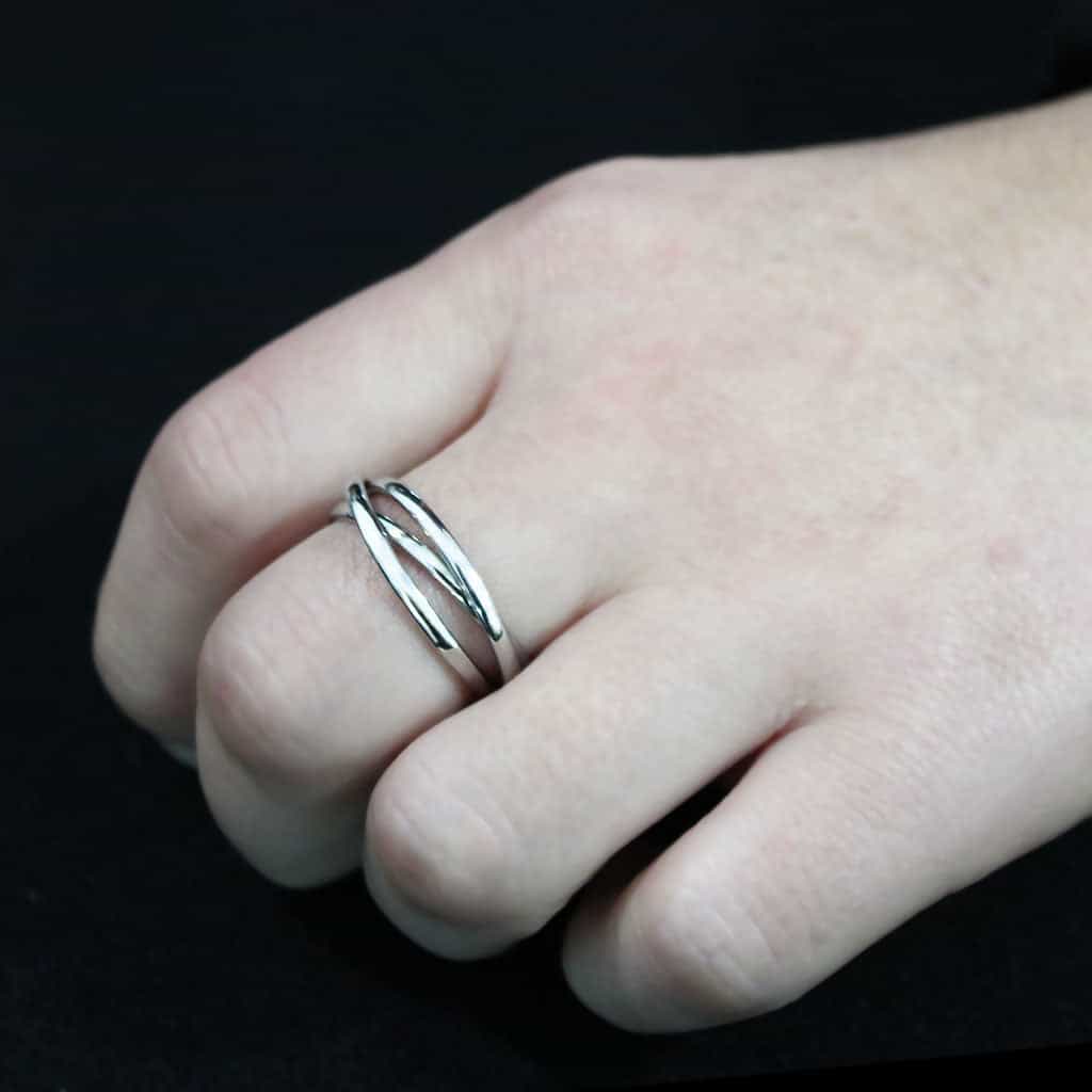 Stainless Steel Silver Polished Triple Interlocking Rolling Band view 5