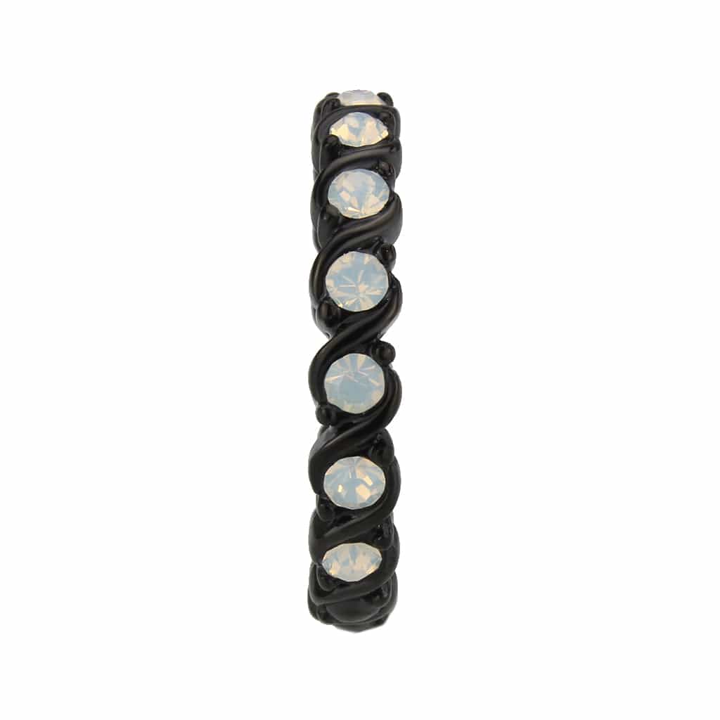 Stainless Steel Dark IP Opal Round Bezel Eternity Band Ring view 5