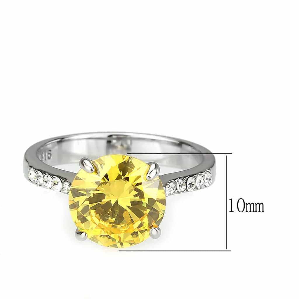 Stainless Steel Silver Yellow CZ Round Pave Split Shank Ring view 7